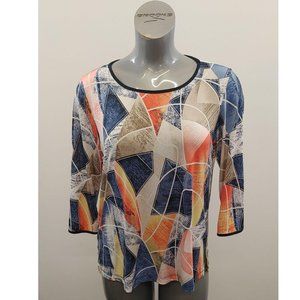 Lasania Women's 3/4 Sleeve Top Size Medium Blue Or